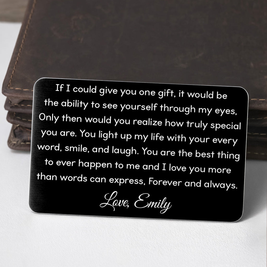 Personalized Aluminum Wallet Card Custom Message Gift for Him Wallet Card GradoCreations