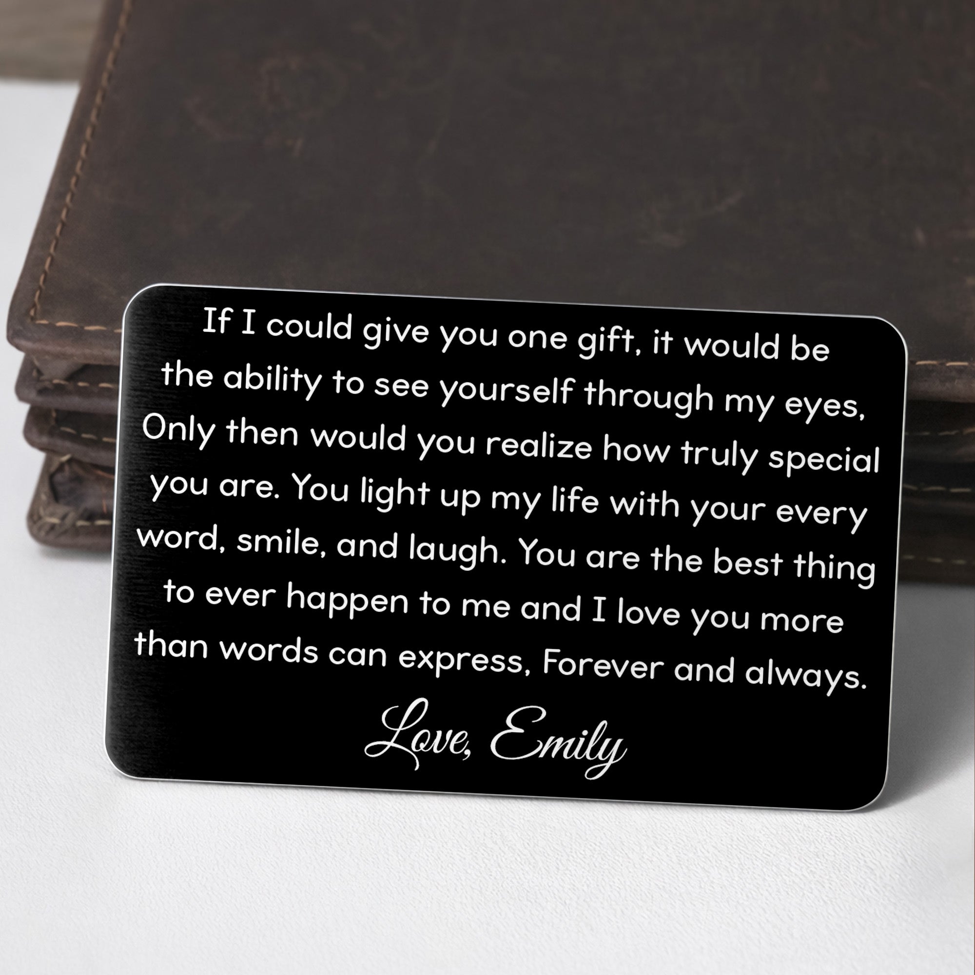Personalized Aluminum Wallet Card Custom Message Gift for Him Wallet Card GradoCreations