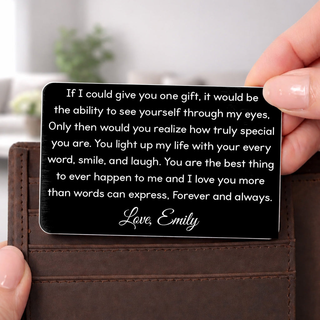 Personalized Aluminum Wallet Card Custom Message Gift for Him Wallet Card GradoCreations