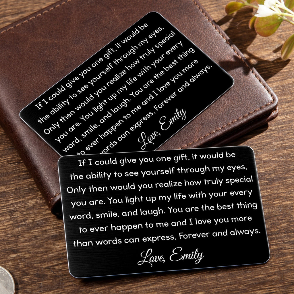 Personalized Aluminum Wallet Card Custom Message Gift for Him Wallet Card GradoCreations