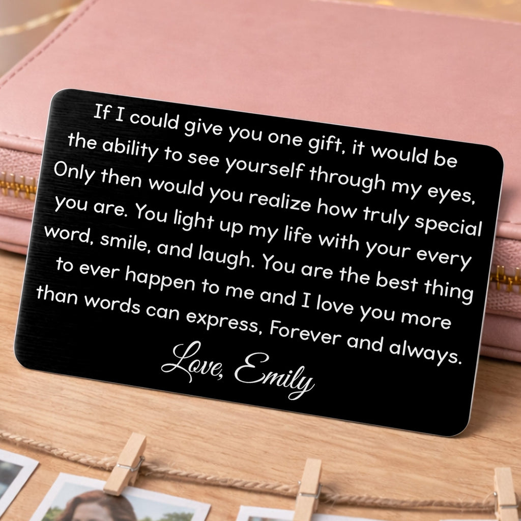 Personalized Aluminum Wallet Card Custom Message Gift for Him Wallet Card GradoCreations