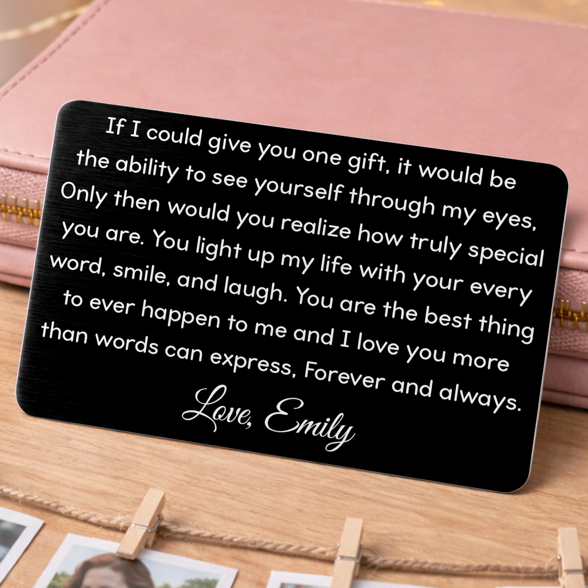 Personalized Aluminum Wallet Card Custom Message Gift for Him Wallet Card GradoCreations