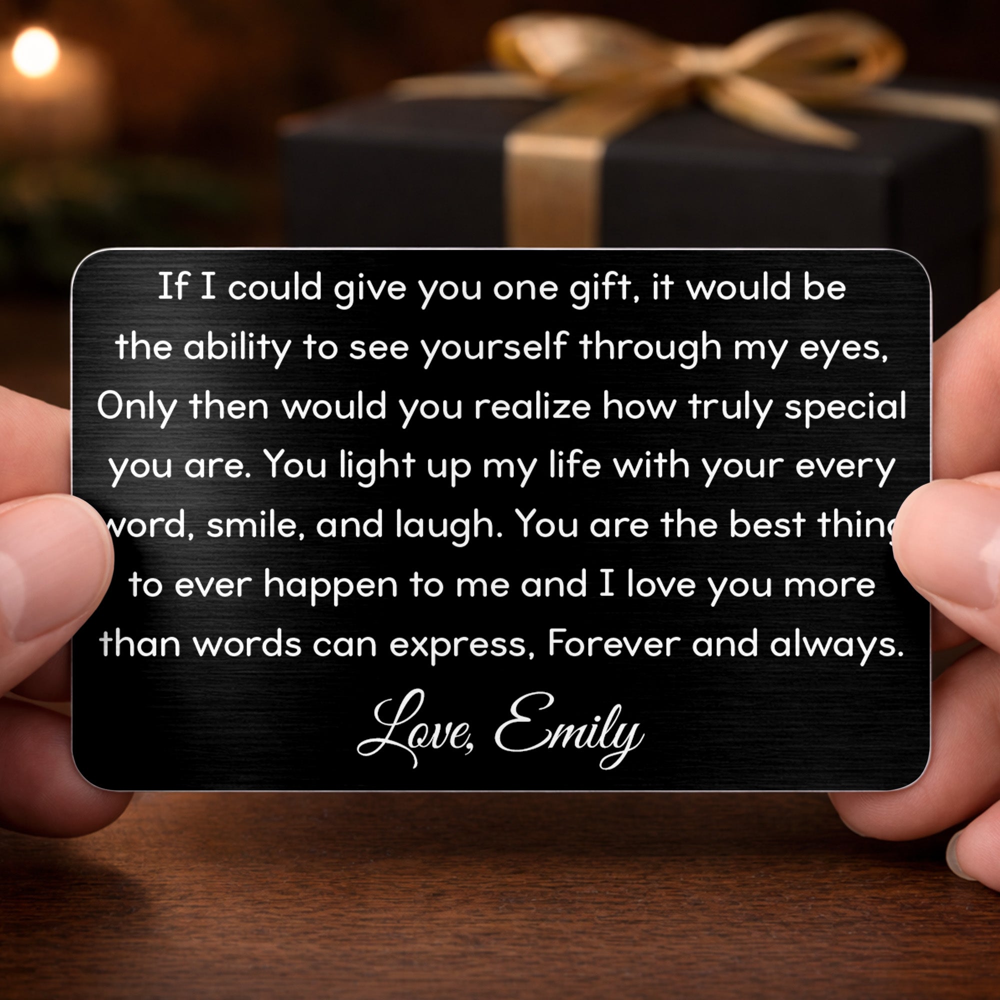 Personalized Aluminum Wallet Card Custom Message Gift for Him Wallet Card GradoCreations