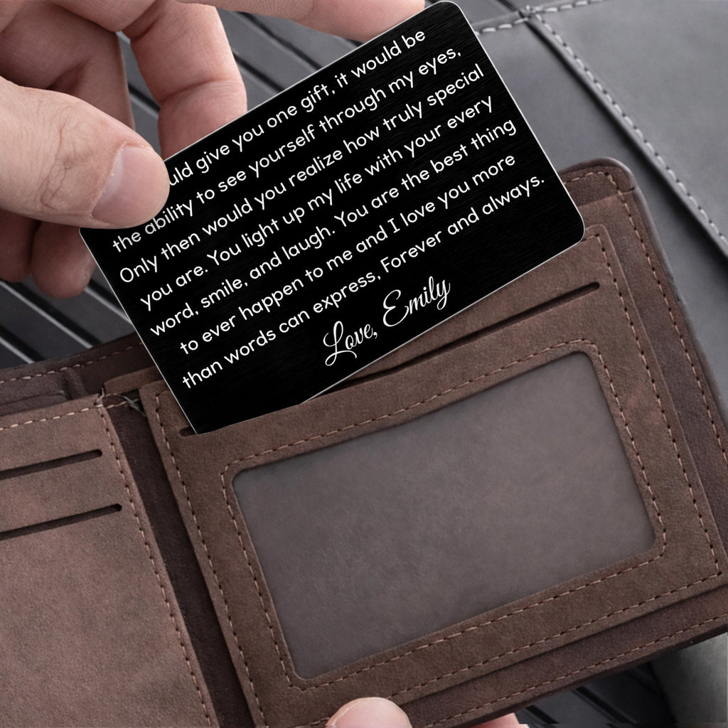 Personalized Aluminum Wallet Card Custom Message Gift for Him Wallet Card GradoCreations