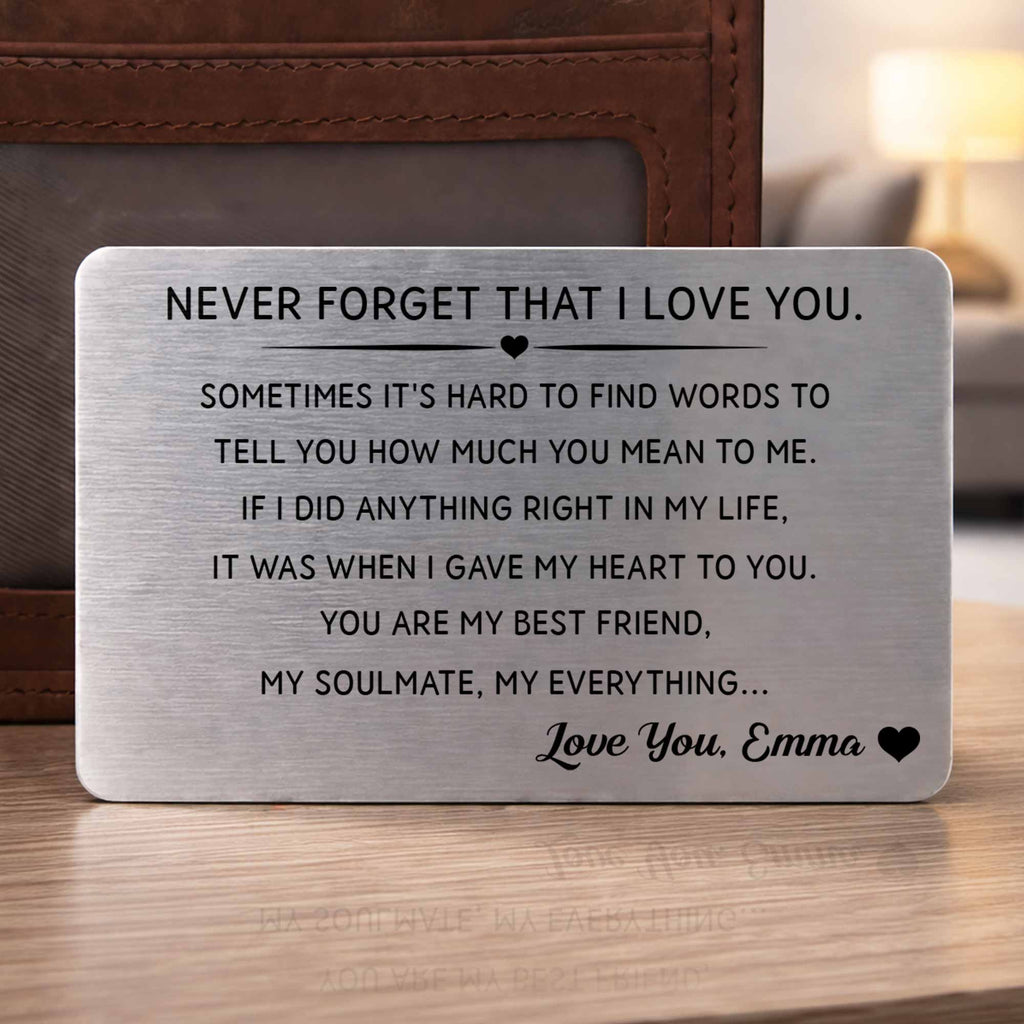 Personalized Aluminum Wallet Card Custom Love Message Gift for Couples Wallet Card GradoCreations