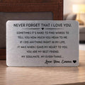 Personalized Aluminum Wallet Card Custom Love Message Gift for Couples Wallet Card GradoCreations