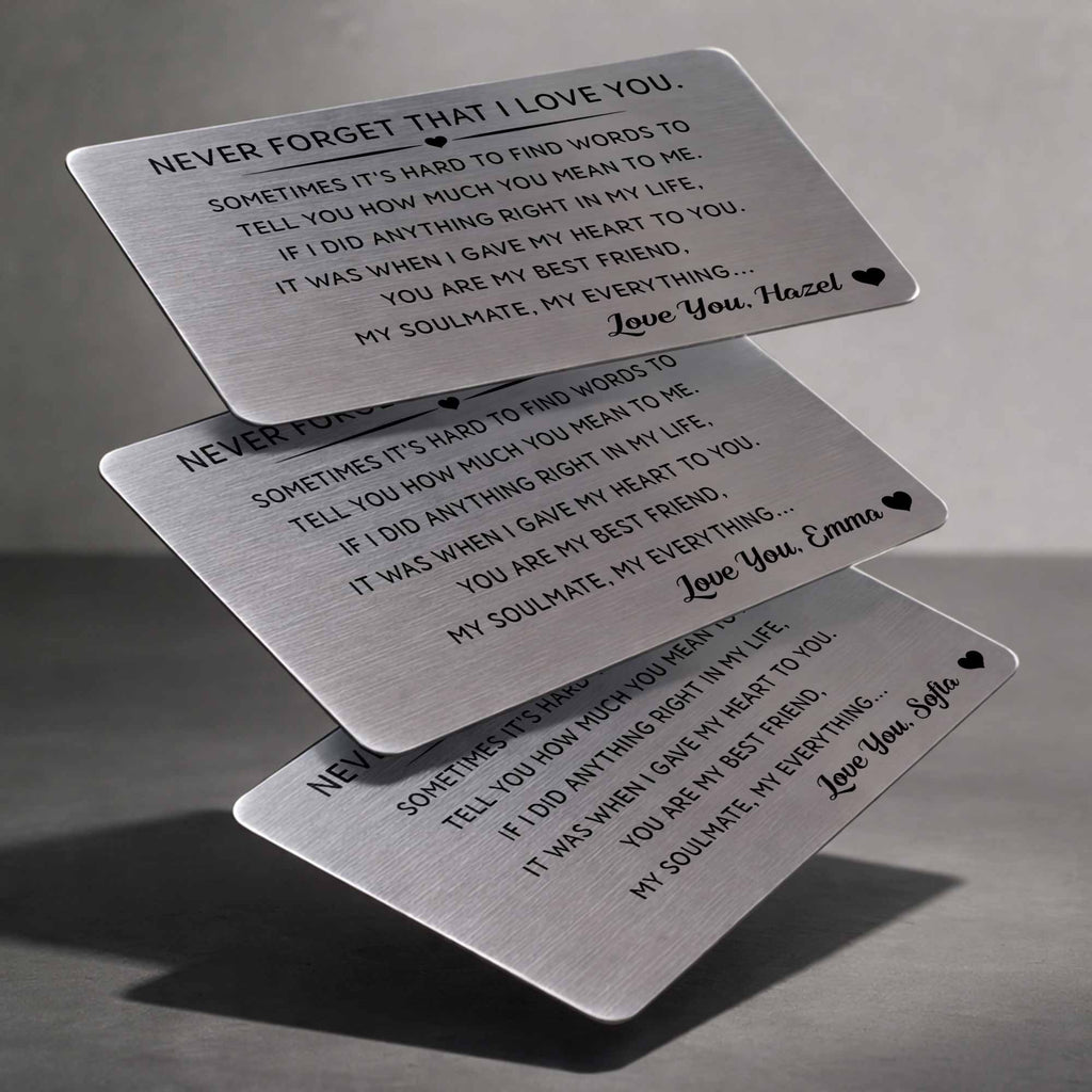 Personalized Aluminum Wallet Card Custom Love Message Gift for Couples Wallet Card GradoCreations