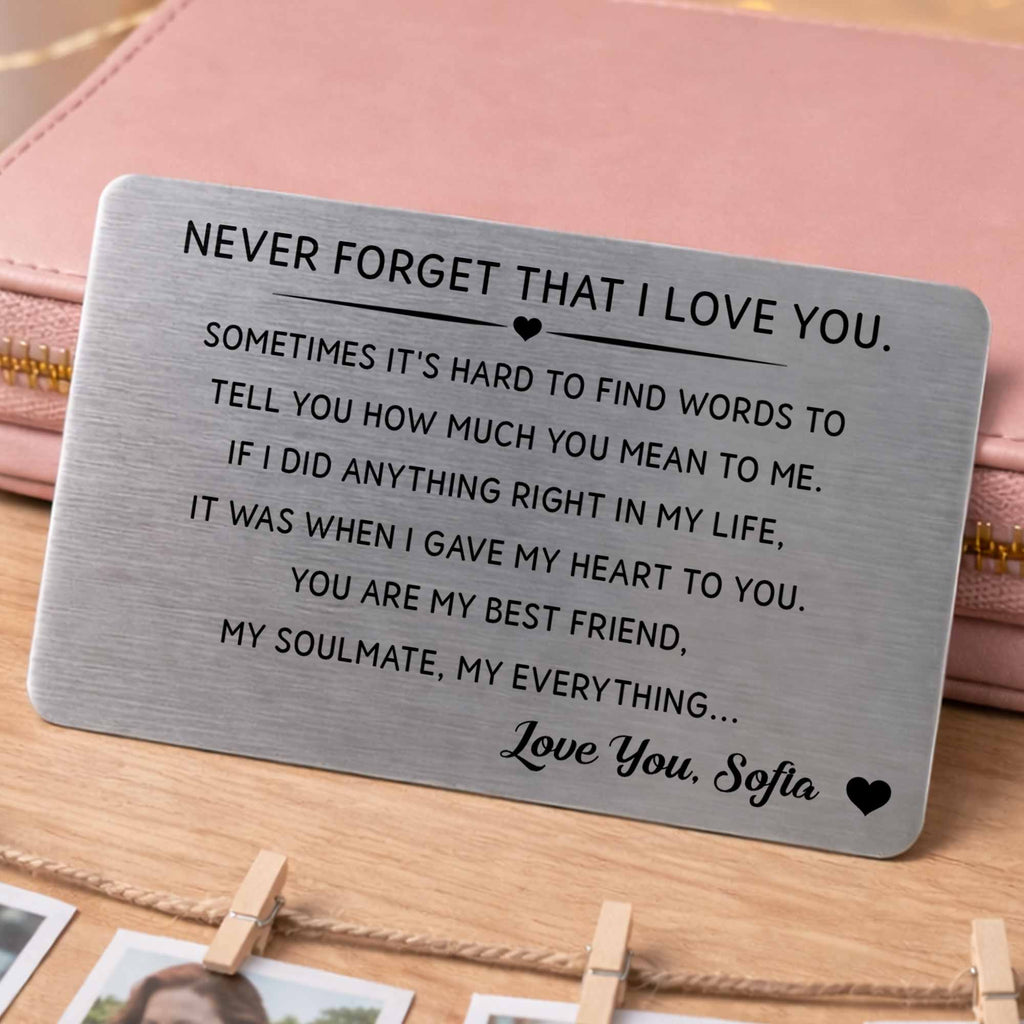Personalized Aluminum Wallet Card Custom Love Message Gift for Couples Wallet Card GradoCreations