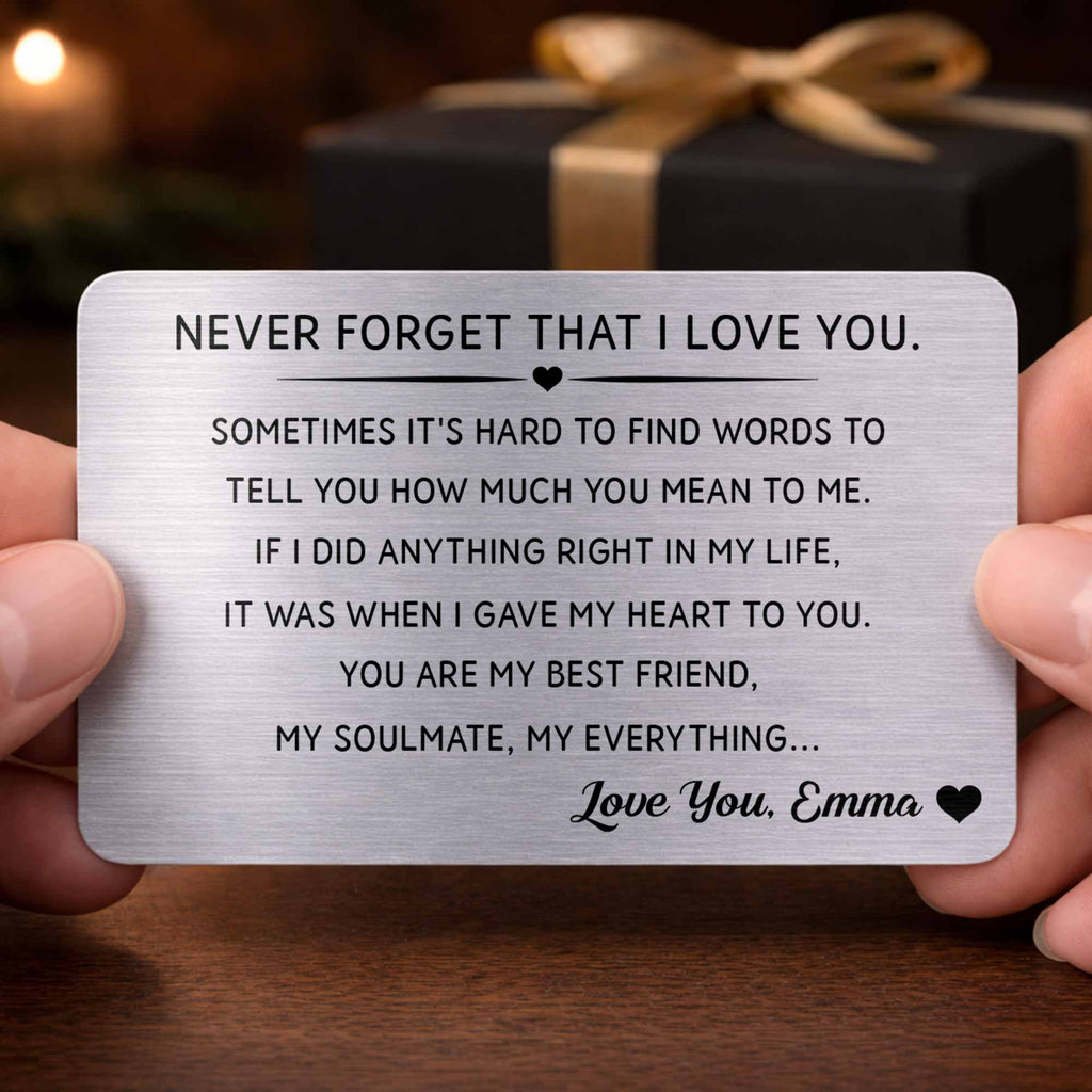 Personalized Aluminum Wallet Card Custom Love Message Gift for Couples Wallet Card GradoCreations