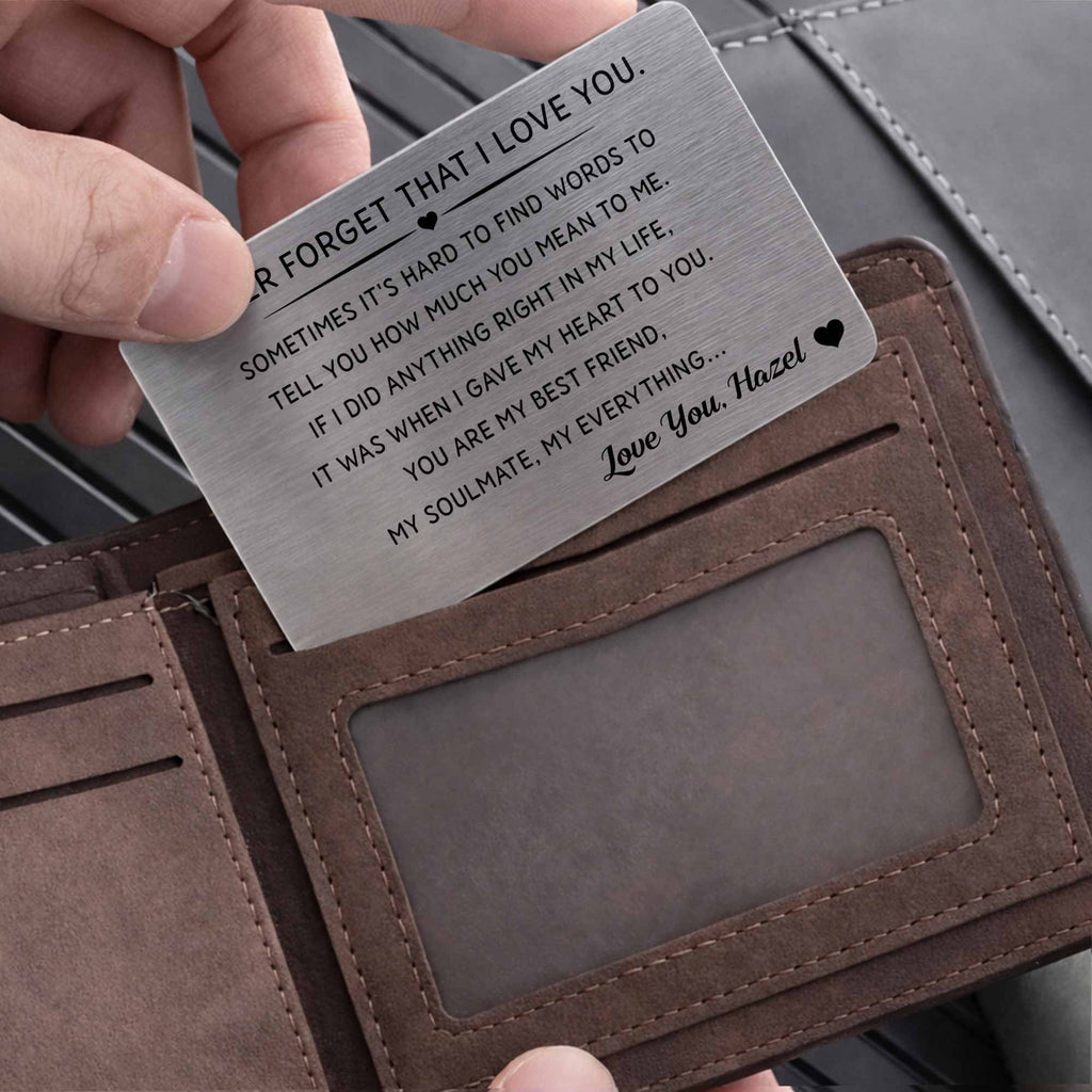 Personalized Aluminum Wallet Card Custom Love Message Gift for Couples Wallet Card GradoCreations