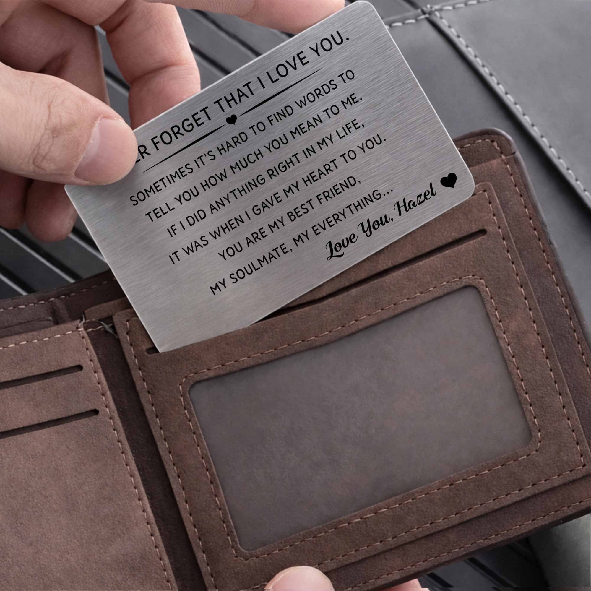 Personalized Aluminum Wallet Card Custom Love Message Gift for Couples Wallet Card GradoCreations