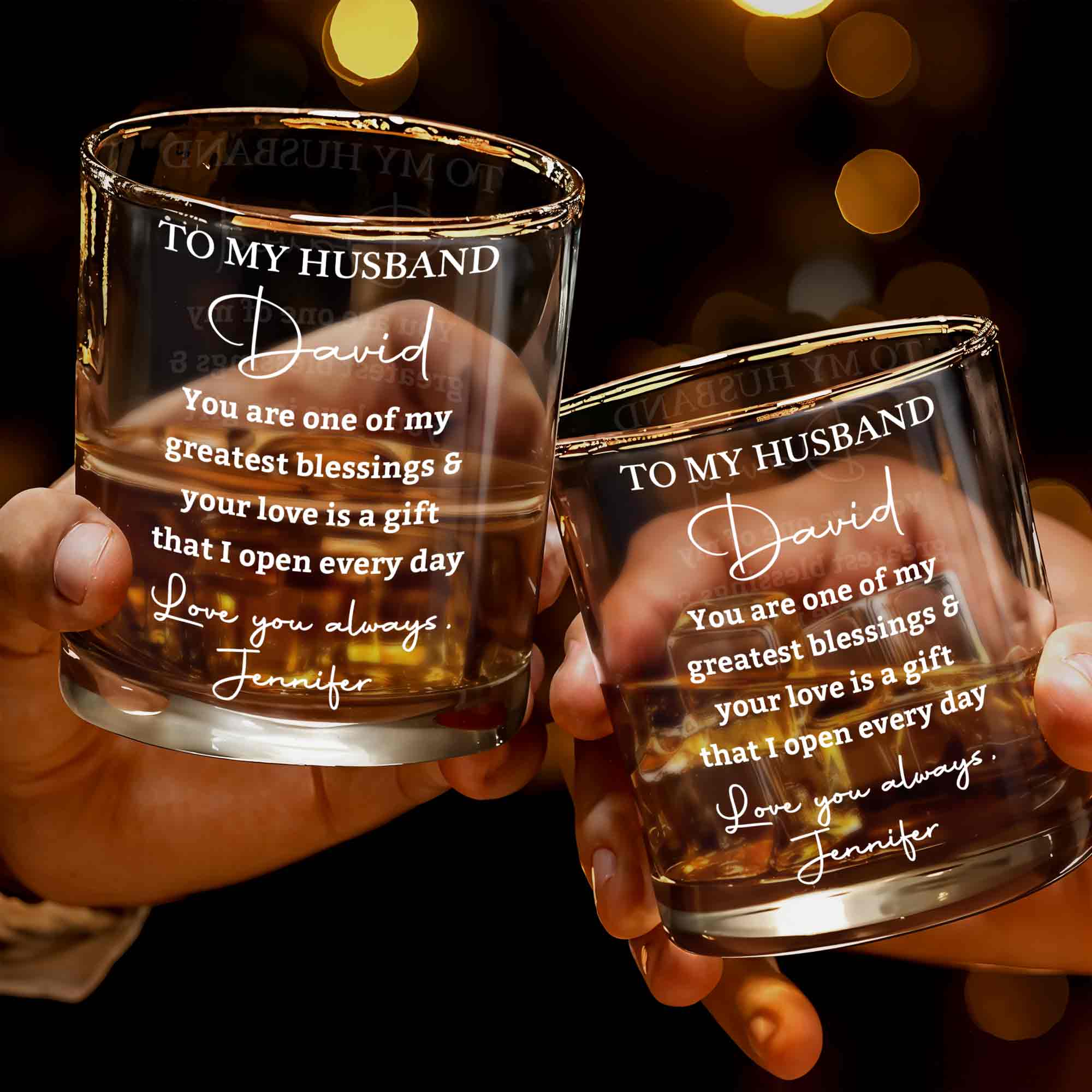 Personalized Custom Whiskey Glass Gift for Husband Anniversary