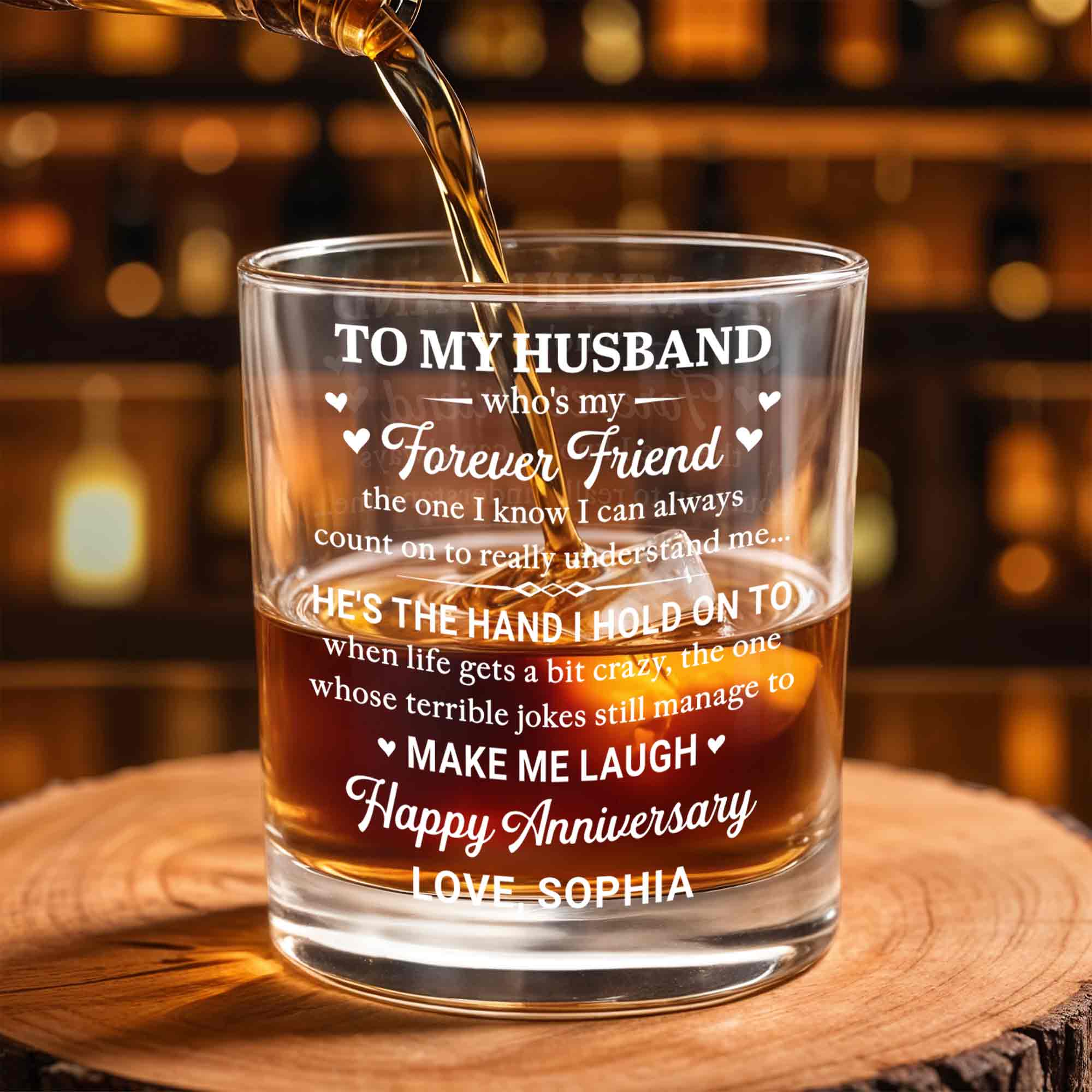 Personalized Custom Whiskey Glass for Husband - Elegant Gift
