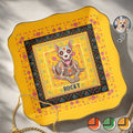 Personalized Sugar Skull Jewelry Dish Custom Name Ring Holder for Dog Lovers Lace Square Jewelry Dish GradoCreations