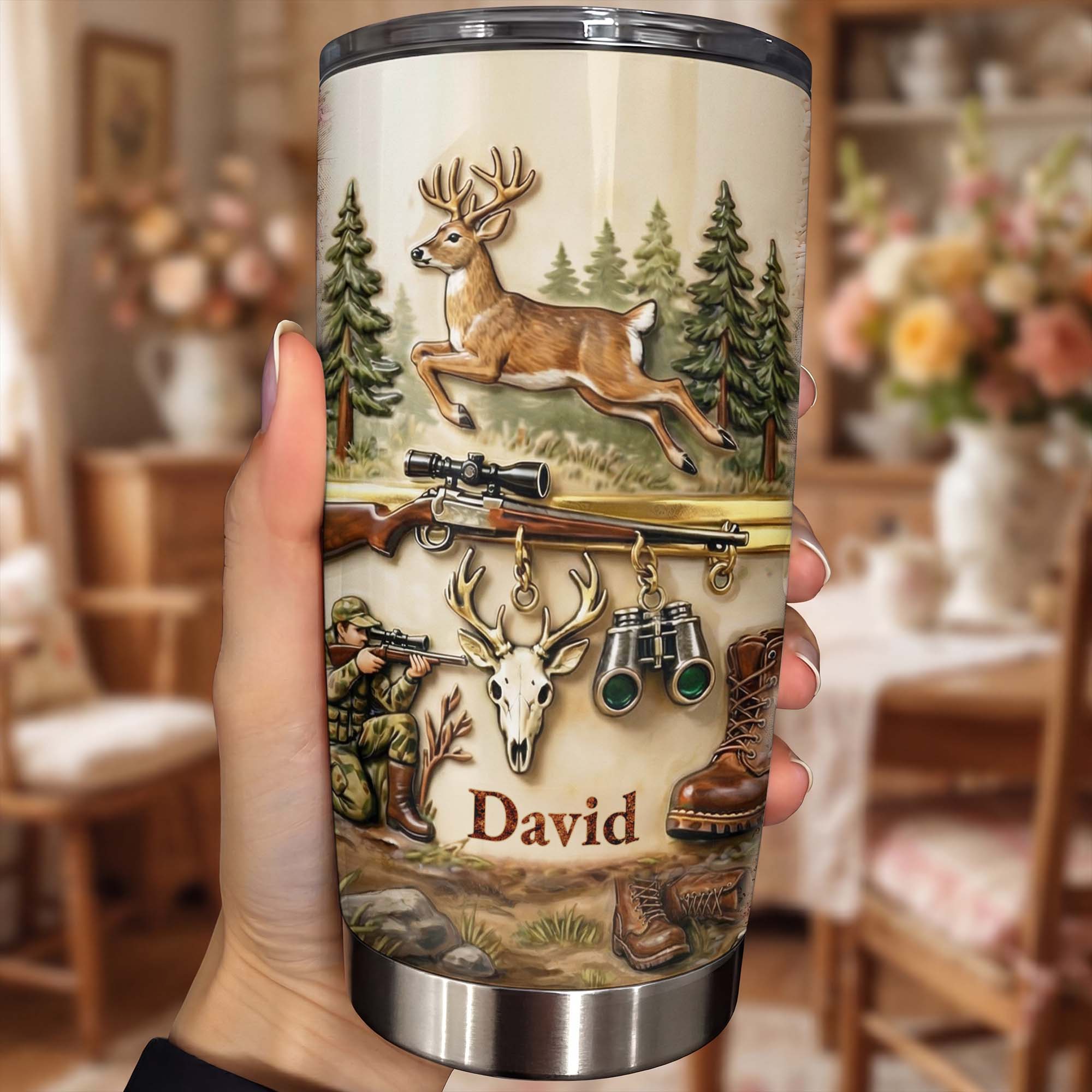 Personalized Hunting Tumbler Custom Name Gift for Dad 20oz 20oz Tumbler GradoCreations