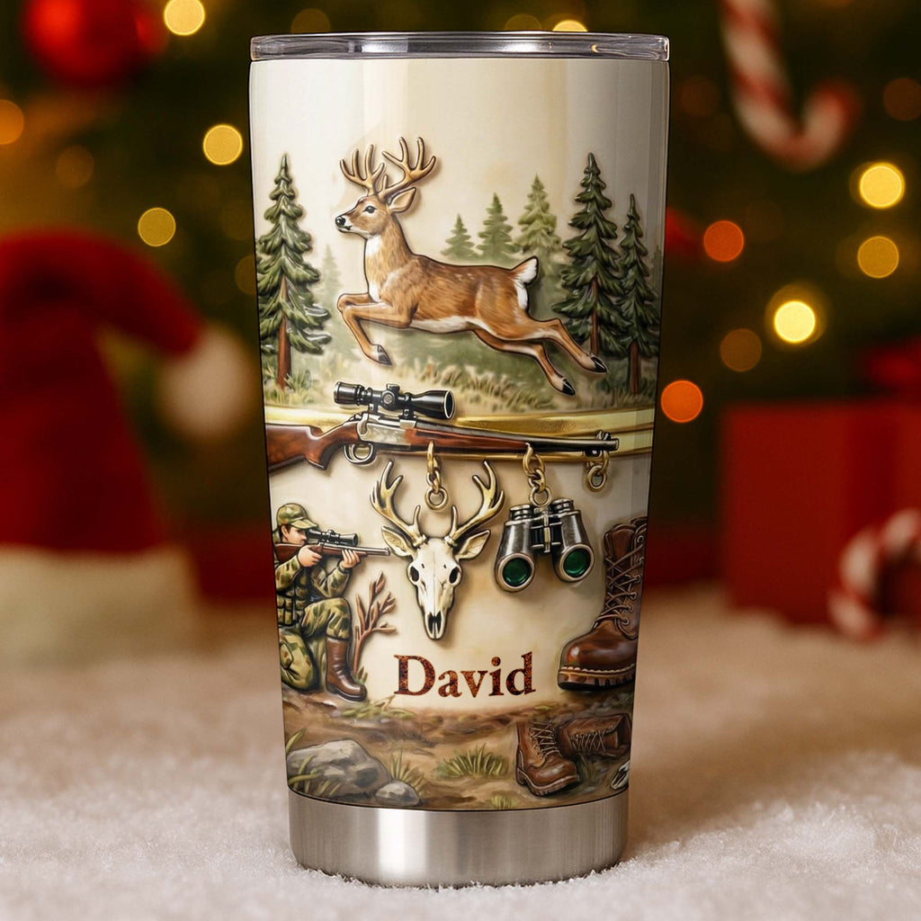 Personalized Hunting Tumbler Custom Name Gift for Dad 20oz 20oz Tumbler GradoCreations