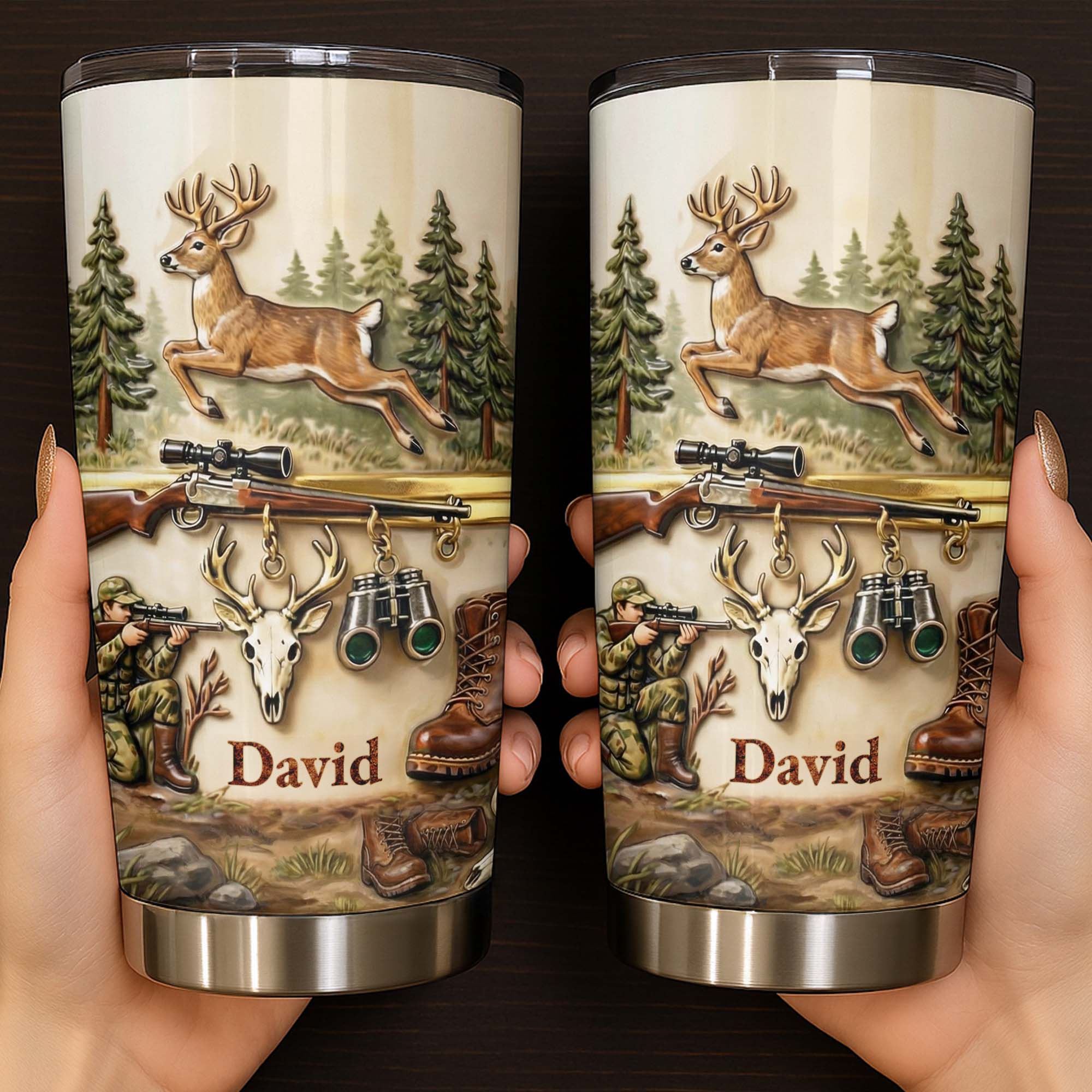 Personalized Hunting Tumbler Custom Name Gift for Dad 20oz 20oz Tumbler GradoCreations