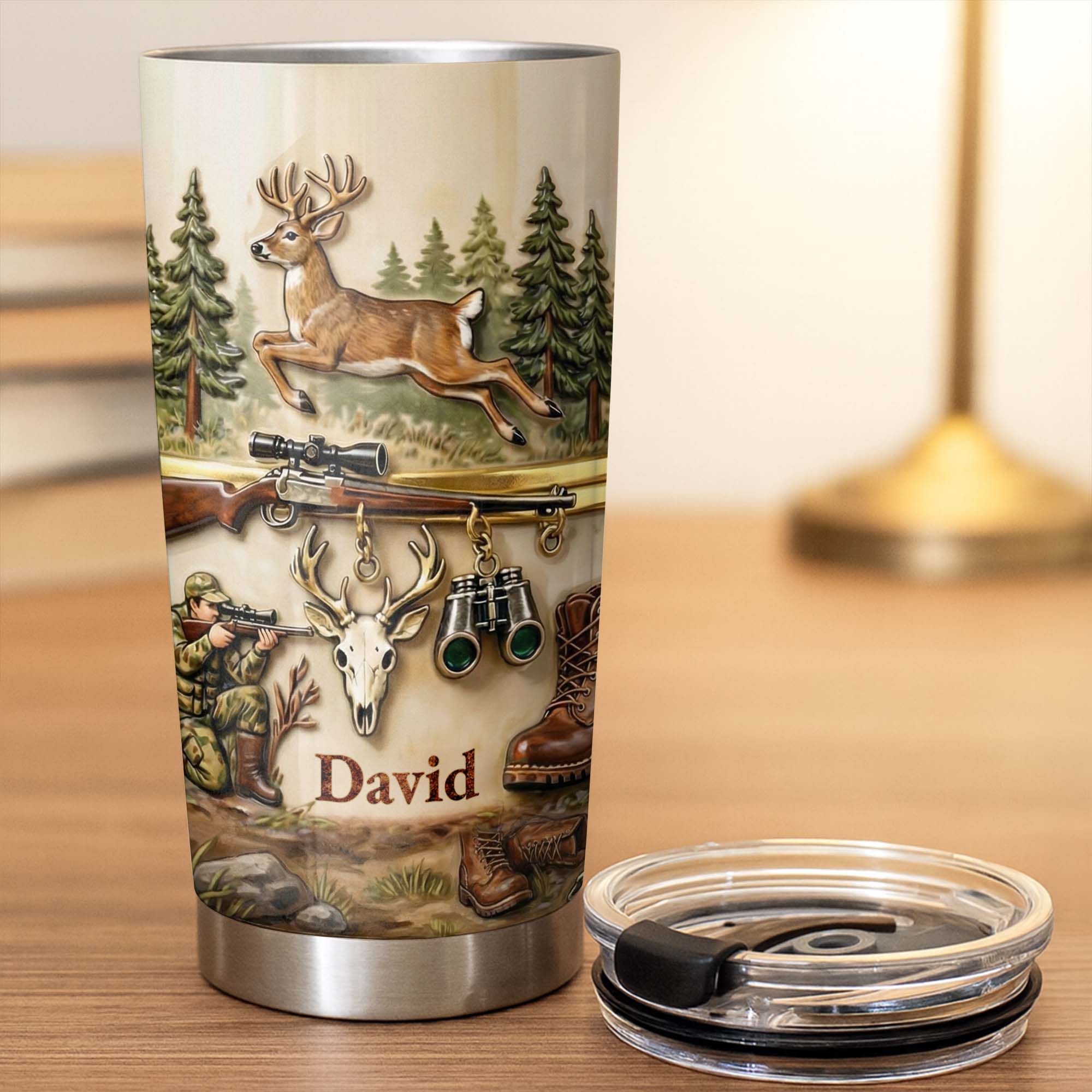 Personalized Hunting Tumbler Custom Name Gift for Dad 20oz 20oz Tumbler GradoCreations