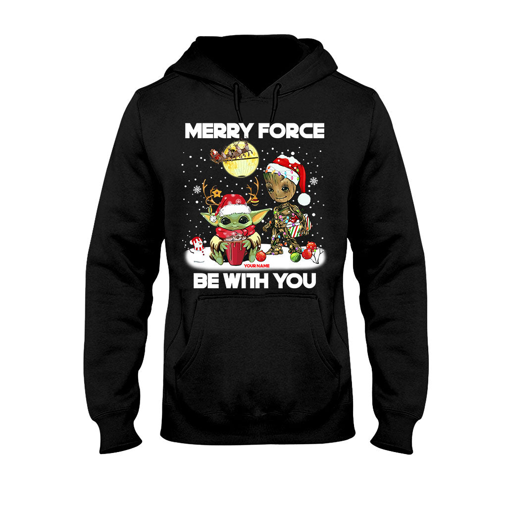 Personalized Merry Force Be With You Christmas T-shirt & Hoodie Gift T-shirt & Hoodie GradoCreations
