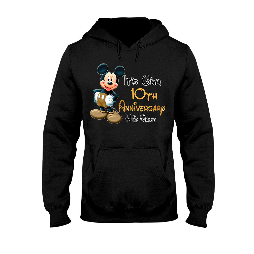 Personalized Mickey and Minnie Anniversary T-shirt & Hoodie Set for Couples T-shirt & Hoodie GradoCreations