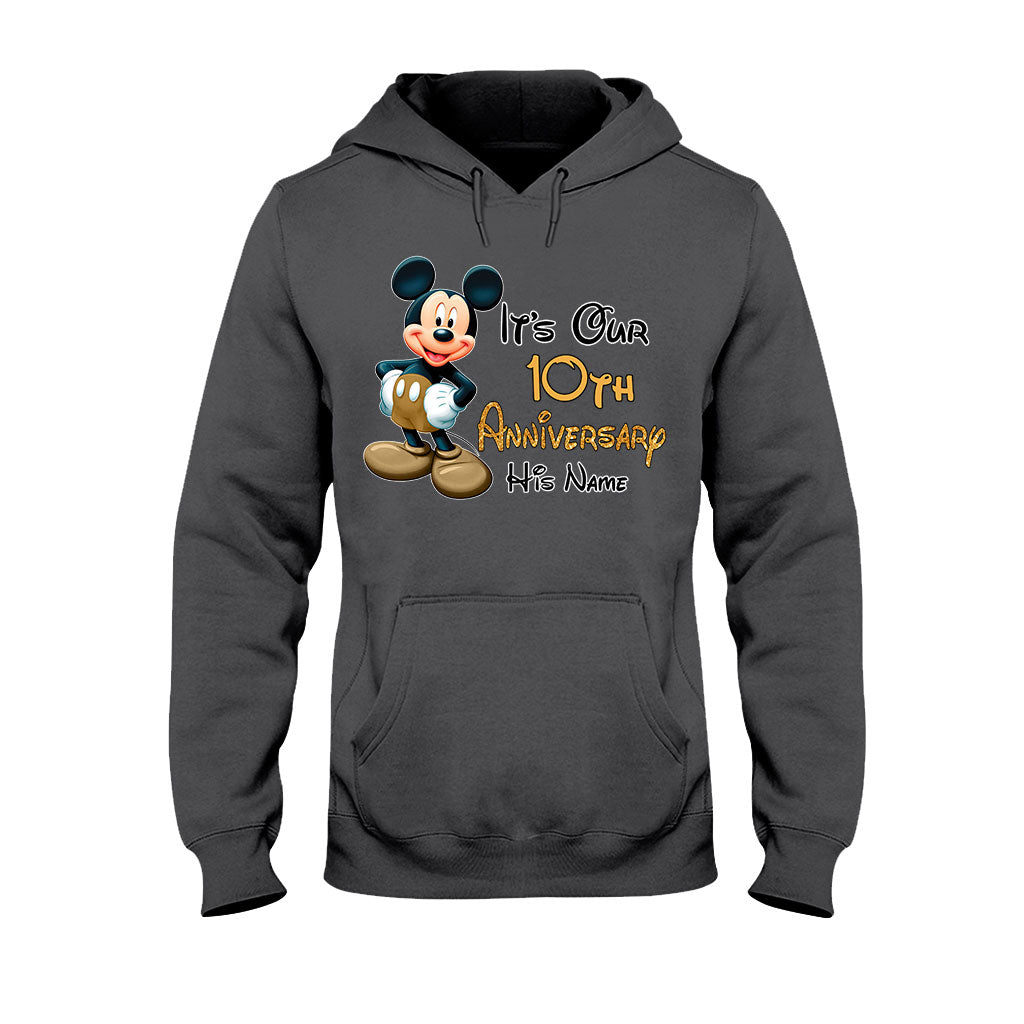 Personalized Mickey and Minnie Anniversary T-shirt & Hoodie Set for Couples T-shirt & Hoodie GradoCreations