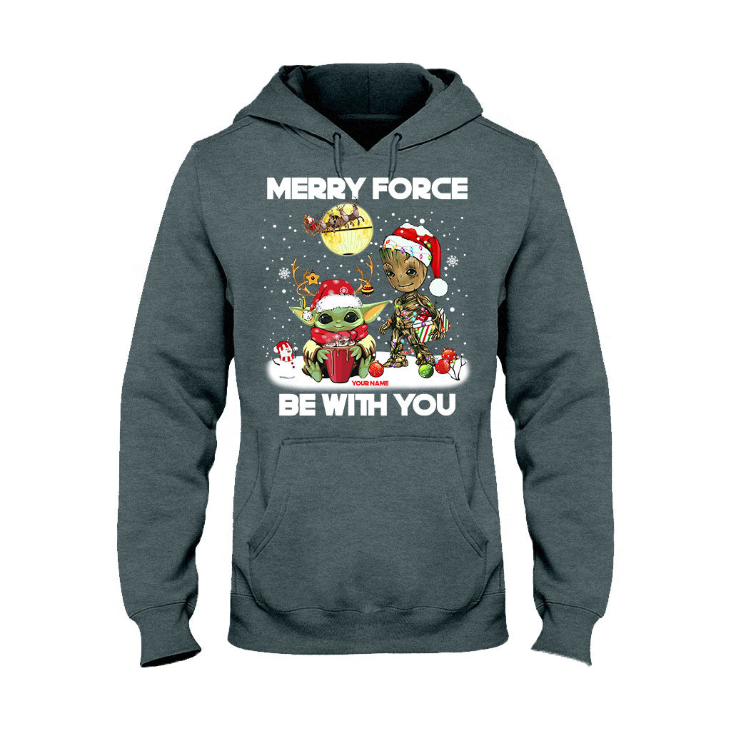 Personalized Merry Force Be With You Christmas T-shirt & Hoodie Gift T-shirt & Hoodie GradoCreations