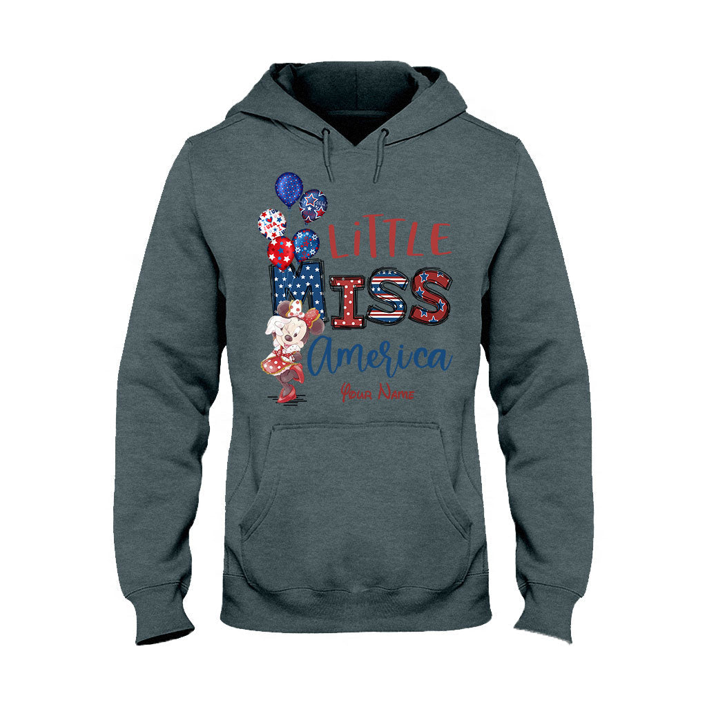 Personalized Independence Day Little Miss T-Shirt and Hoodie Custom Name Gift T-shirt & Hoodie GradoCreations