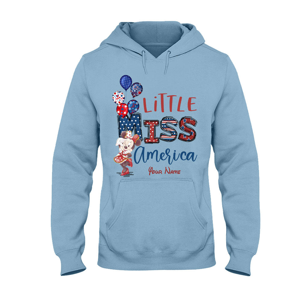 Personalized Independence Day Little Miss T-Shirt and Hoodie Custom Name Gift T-shirt & Hoodie GradoCreations
