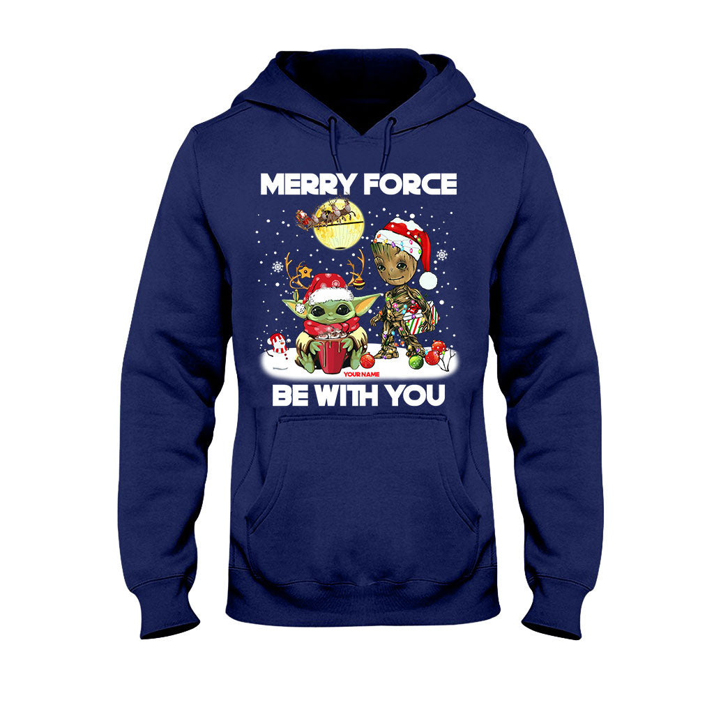 Personalized Merry Force Be With You Christmas T-shirt & Hoodie Gift T-shirt & Hoodie GradoCreations