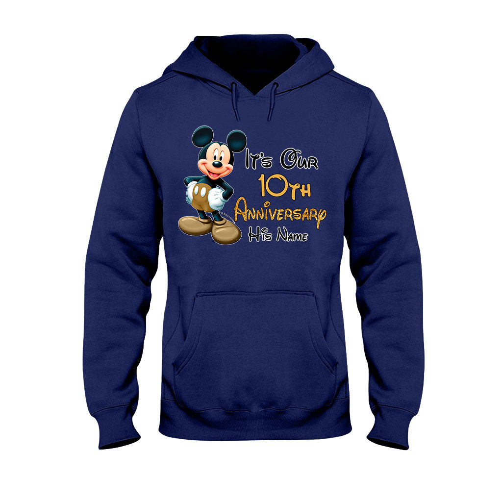 Personalized Mickey and Minnie Anniversary T-shirt & Hoodie Set for Couples T-shirt & Hoodie GradoCreations