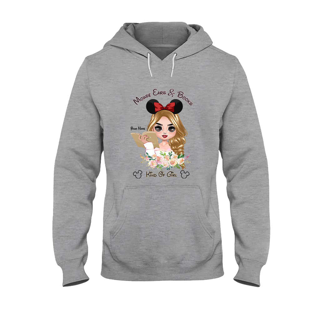 Personalized Mouse Ears & Books T-Shirt for Girls - Custom Name Gift T-shirt & Hoodie GradoCreations