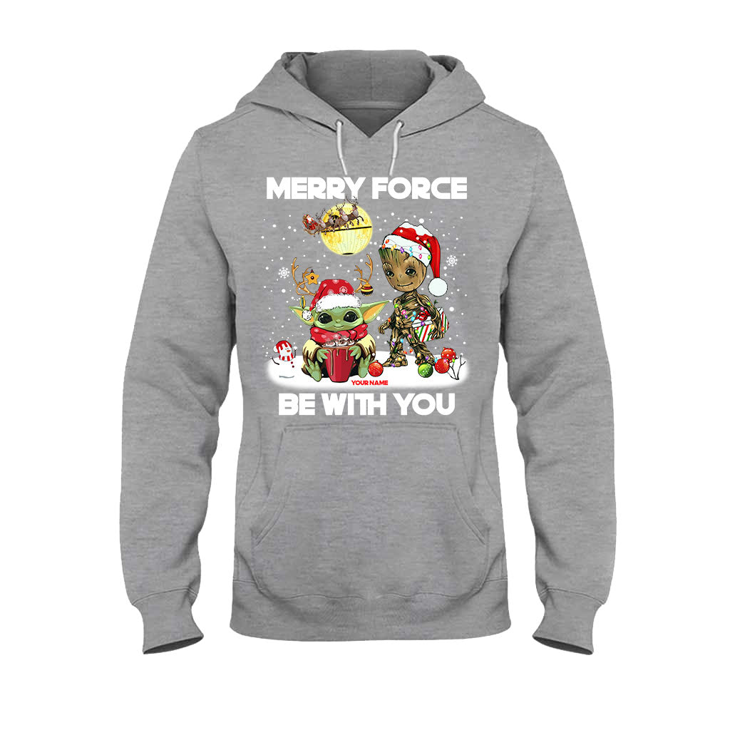 Personalized Merry Force Be With You Christmas T-shirt & Hoodie Gift T-shirt & Hoodie GradoCreations