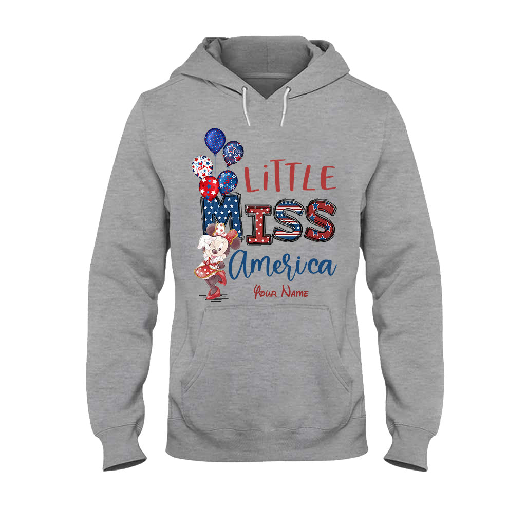 Personalized Independence Day Little Miss T-Shirt and Hoodie Custom Name Gift T-shirt & Hoodie GradoCreations