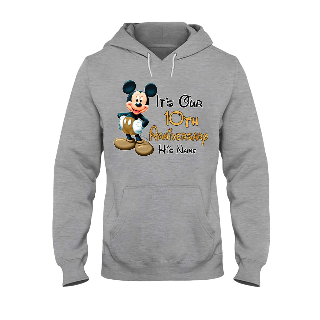 Personalized Mickey and Minnie Anniversary T-shirt & Hoodie Set for Couples T-shirt & Hoodie GradoCreations