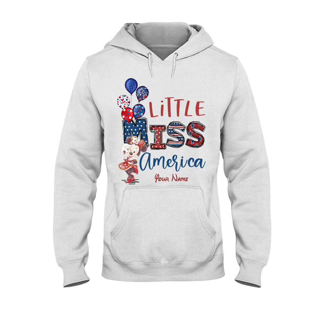 Personalized Independence Day Little Miss T-Shirt and Hoodie Custom Name Gift T-shirt & Hoodie GradoCreations