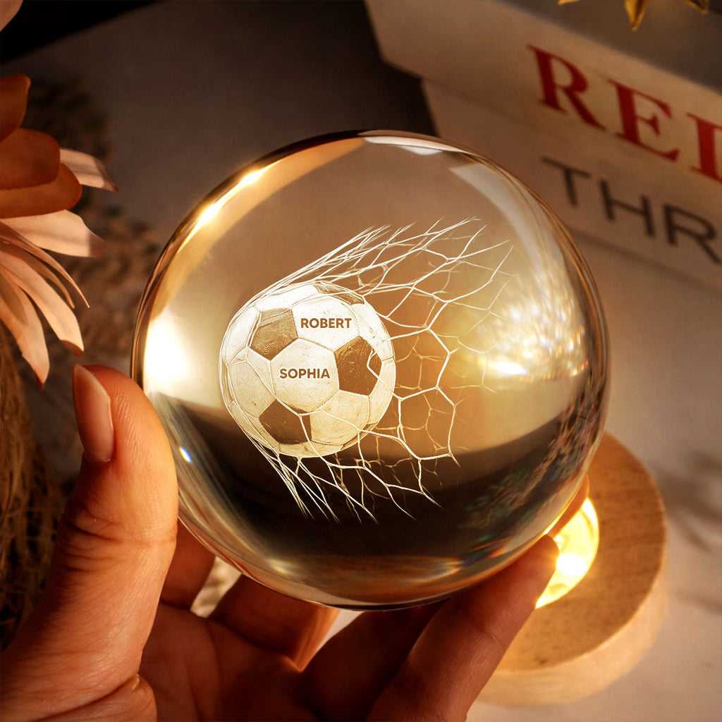 Personalized Soccer Dad Crystal Globe Lamp Gift - Father's Day