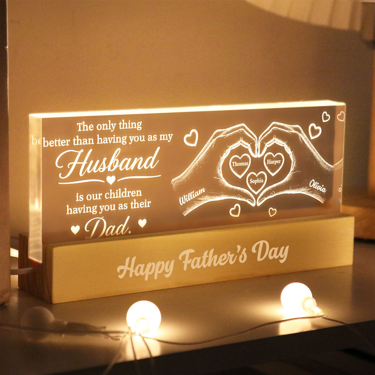 Personalized 3D LED Light Custom Family Name Gift for Dad