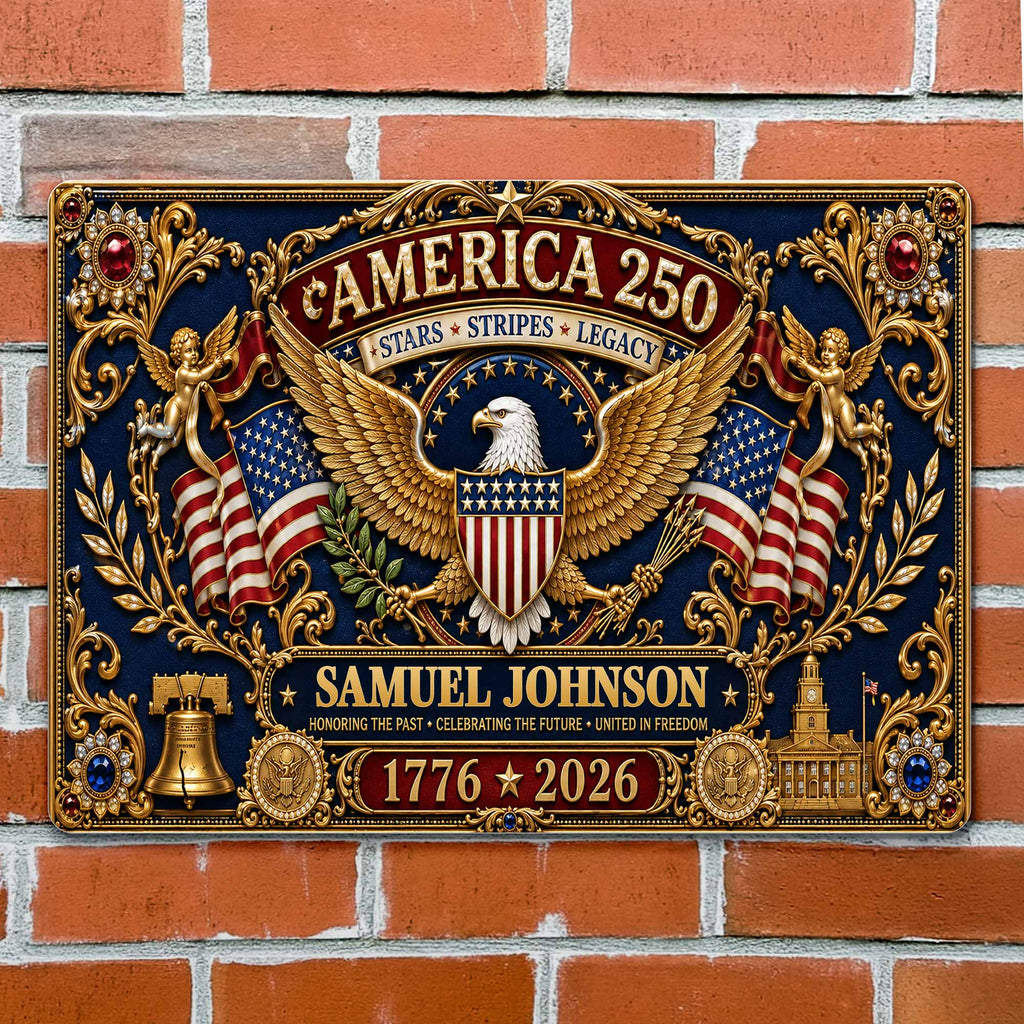 Personalized Metal Sign USA Eagle Liberty Bell Custom Gift Metal Sign GradoCreations