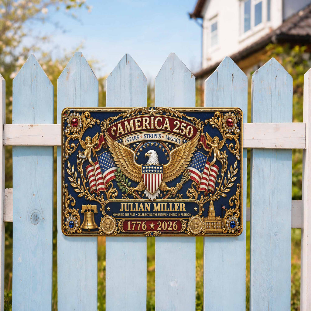 Personalized Metal Sign USA Eagle Liberty Bell Custom Gift Metal Sign GradoCreations