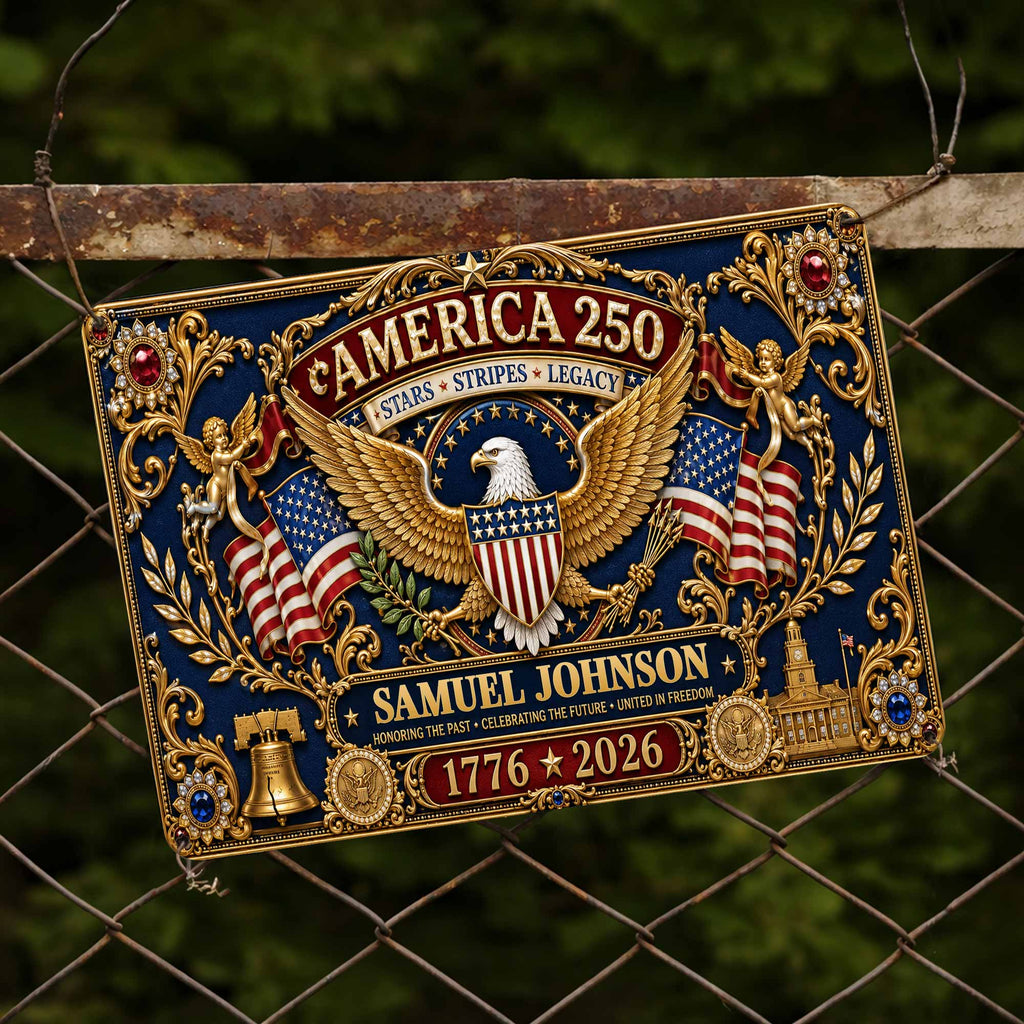 Personalized Metal Sign USA Eagle Liberty Bell Custom Gift Metal Sign GradoCreations