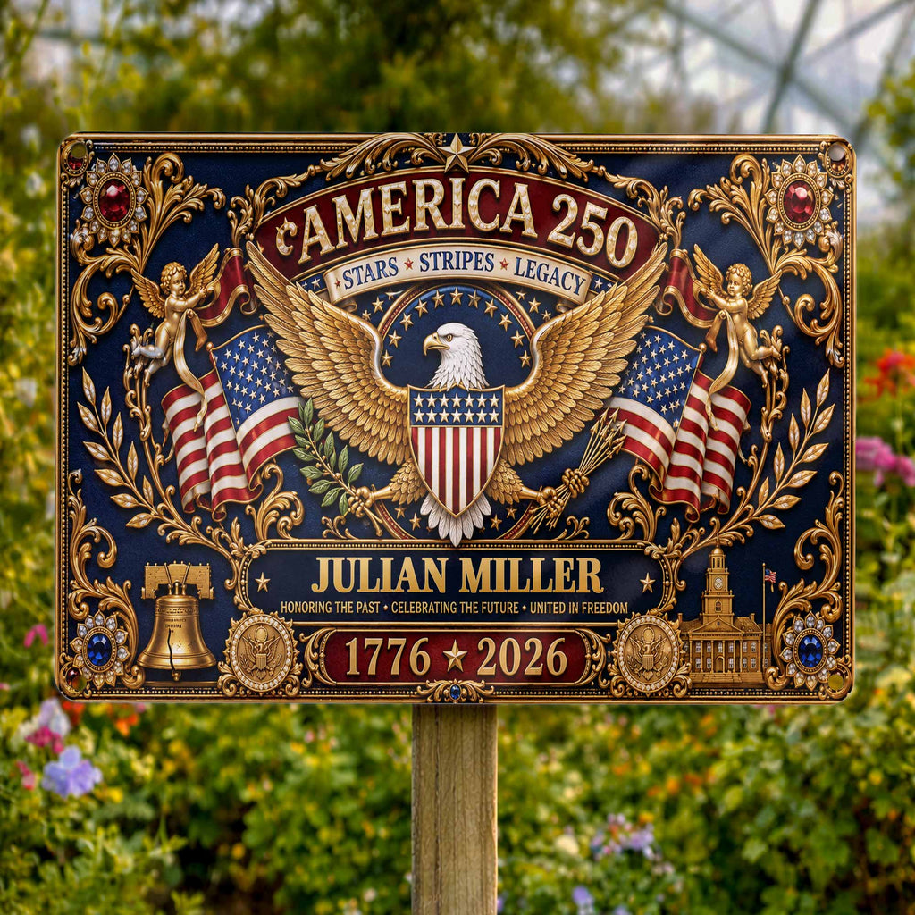Personalized Metal Sign USA Eagle Liberty Bell Custom Gift Metal Sign GradoCreations