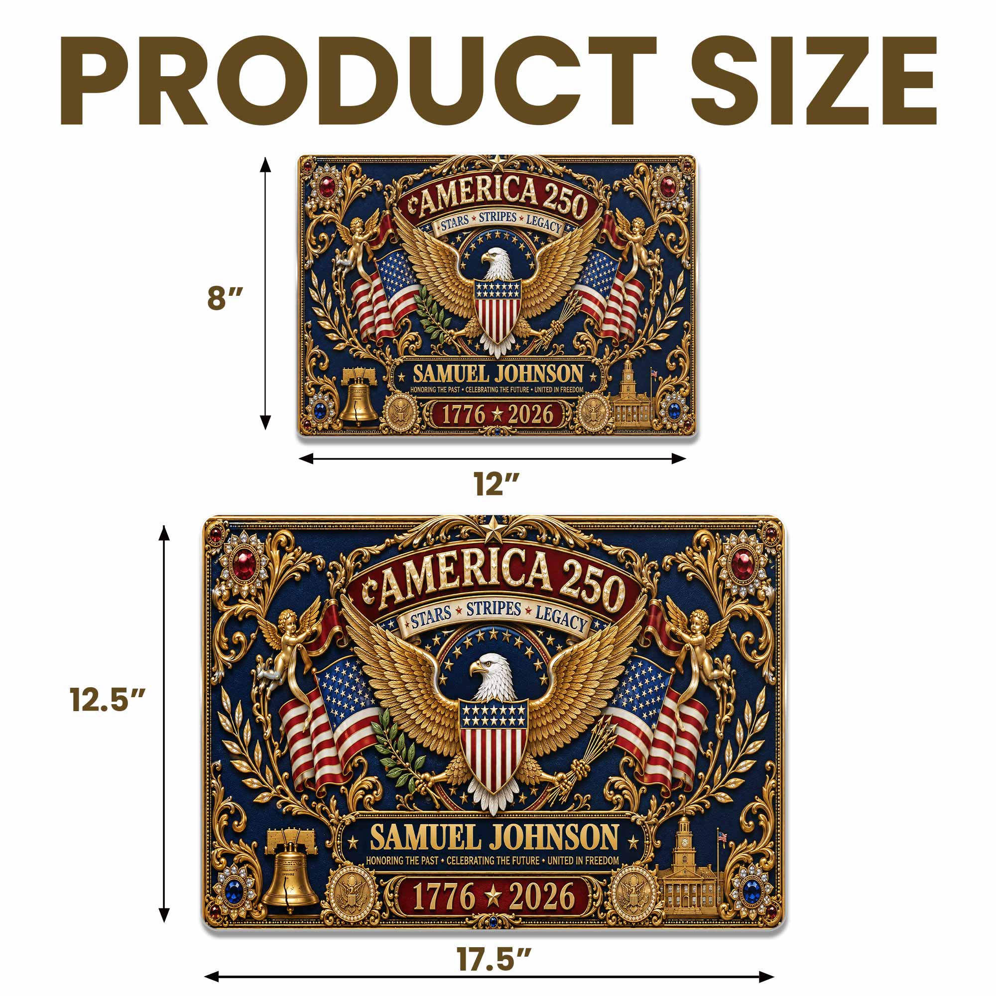 Personalized Metal Sign USA Eagle Liberty Bell Custom Gift Metal Sign GradoCreations