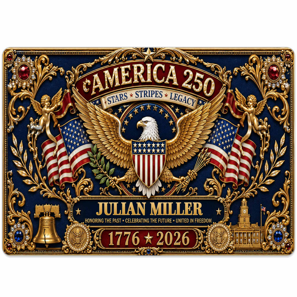 Personalized Metal Sign USA Eagle Liberty Bell Custom Gift Metal Sign GradoCreations