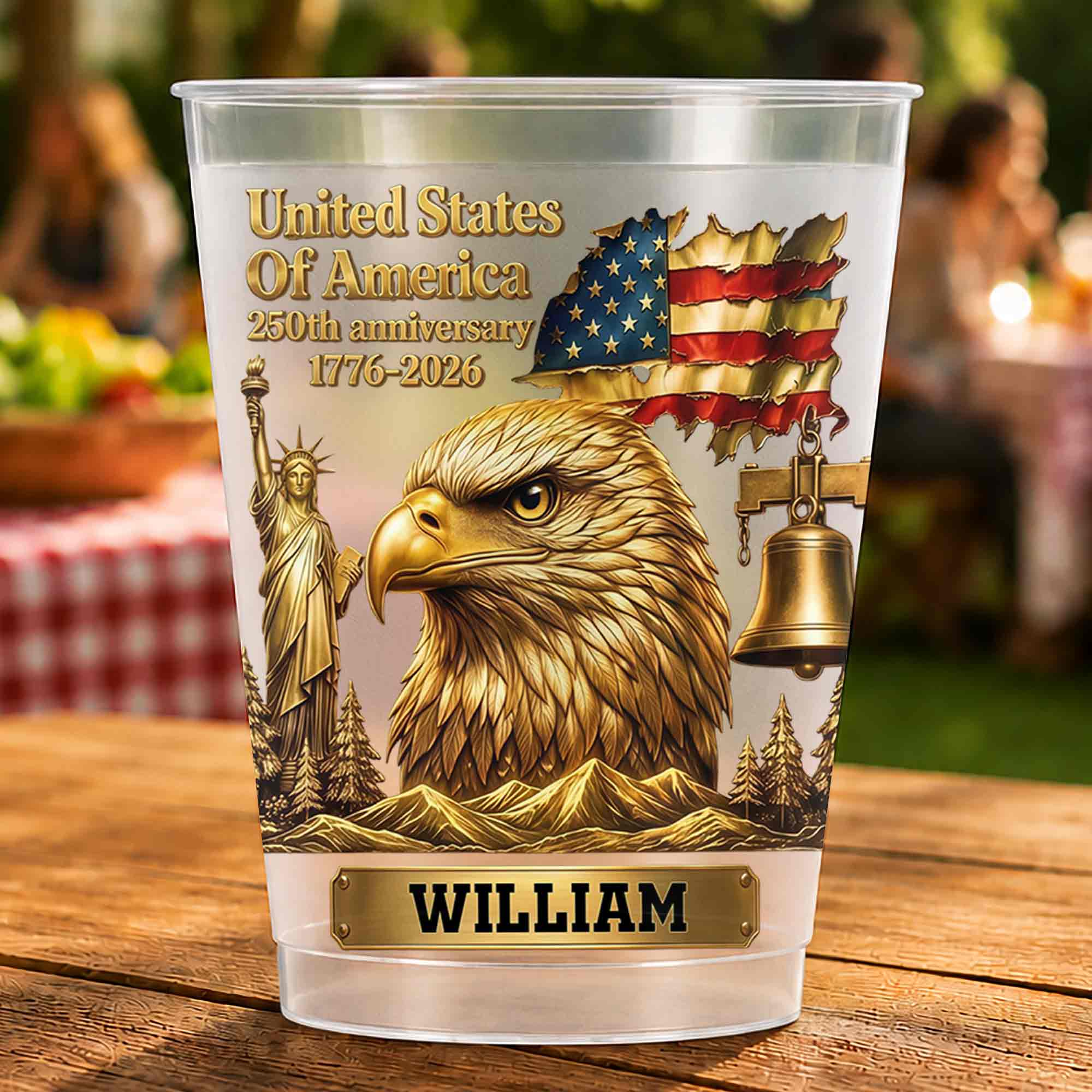 Personalized Frosted Cups USA Flag Custom Name Gift Idea Frosted Cups GradoCreations