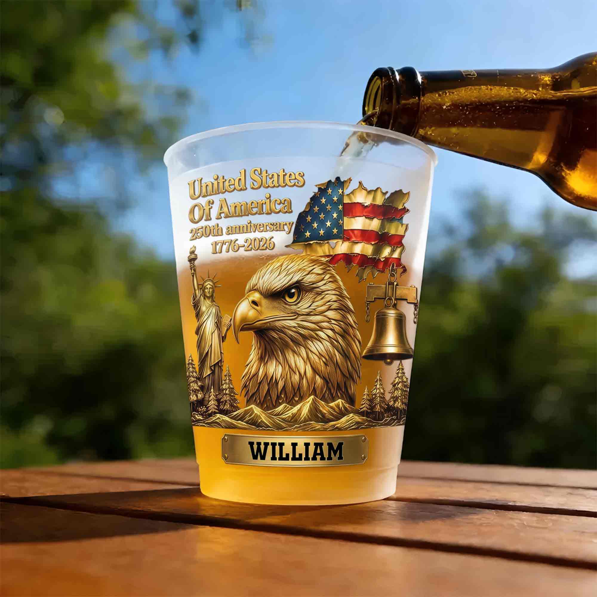 Personalized Frosted Cups USA Flag Custom Name Gift Idea Frosted Cups GradoCreations