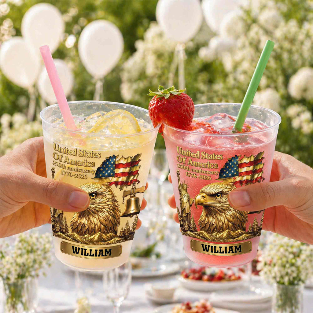 Personalized Frosted Cups USA Flag Custom Name Gift Idea Frosted Cups GradoCreations