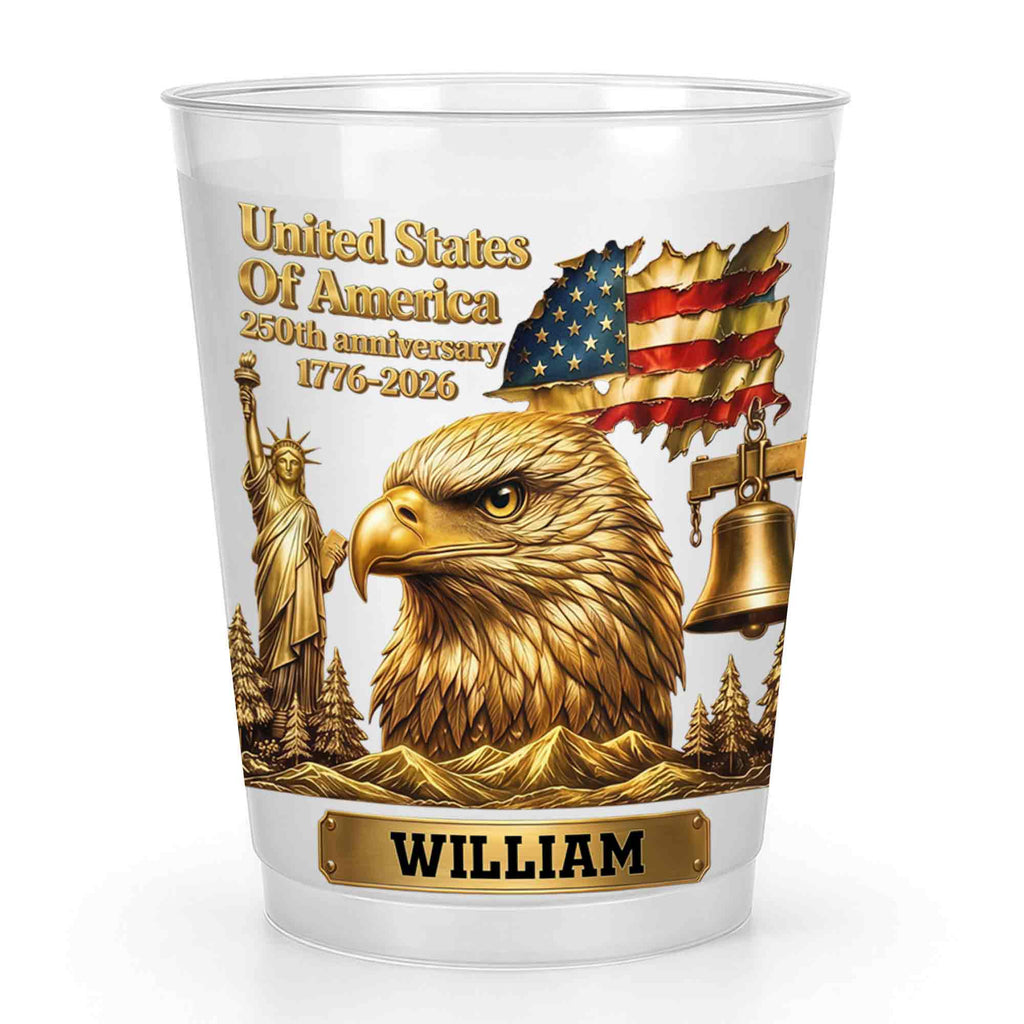 Personalized Frosted Cups USA Flag Custom Name Gift Idea Frosted Cups GradoCreations
