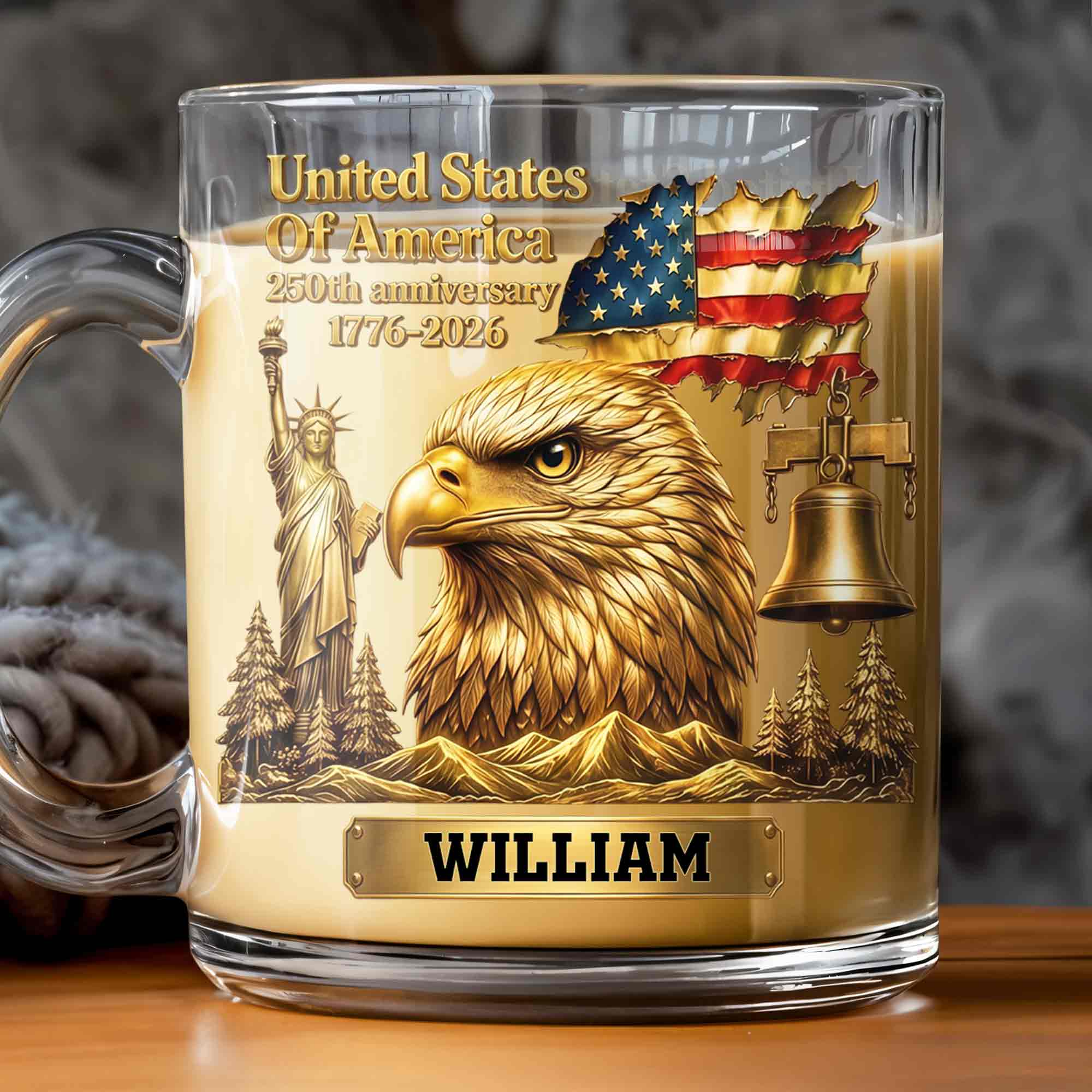 Personalized 250th Anniversary Glass Mug Custom Name Gift for Dad Glass Mug GradoCreations