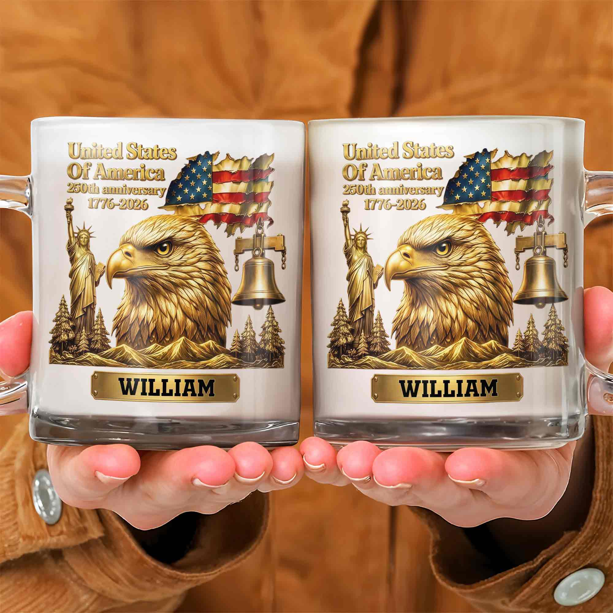 Personalized 250th Anniversary Glass Mug Custom Name Gift for Dad Glass Mug GradoCreations