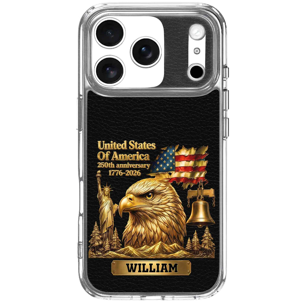 Personalized Clear Phone Case USA Eagle Custom Name Gift Clear Phone Case GradoCreations